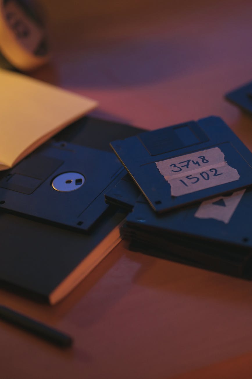 close up shot of floppy disks